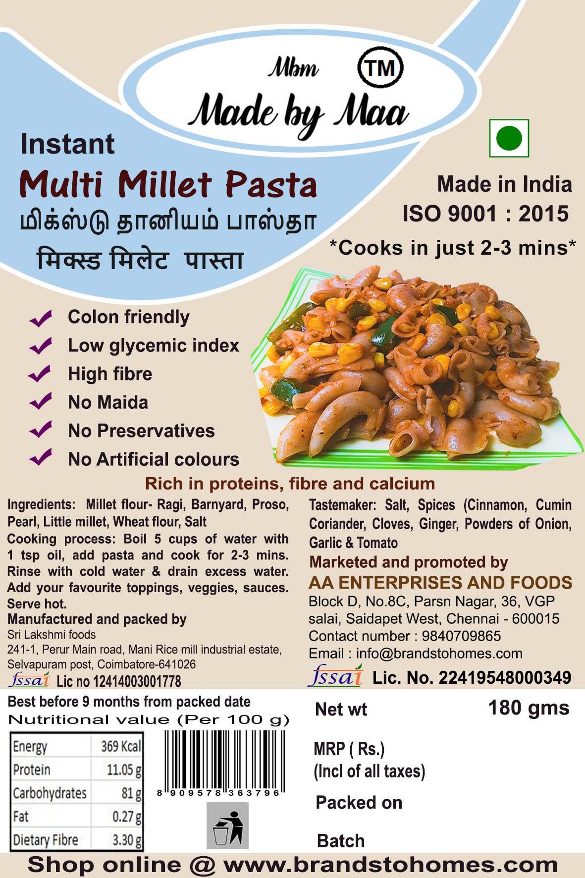 Multi Millet Pasta - BrandstoHomes